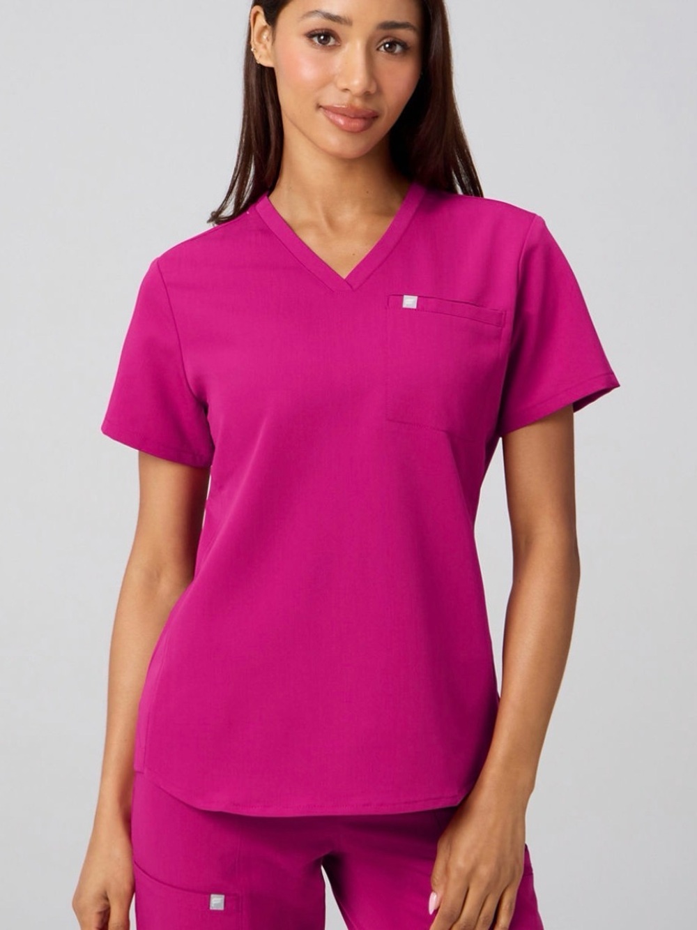 Fabletics Women's Vital Scrub Top, Hibiscus -Medium